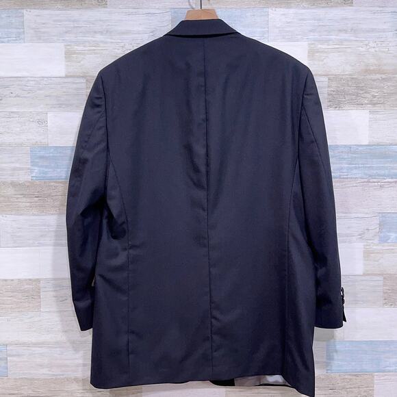 Stafford 100% Wool Notch Collar Tuxedo Suit Black Mens 44L 40x30 Pleated Pants - Picture 6 of 13